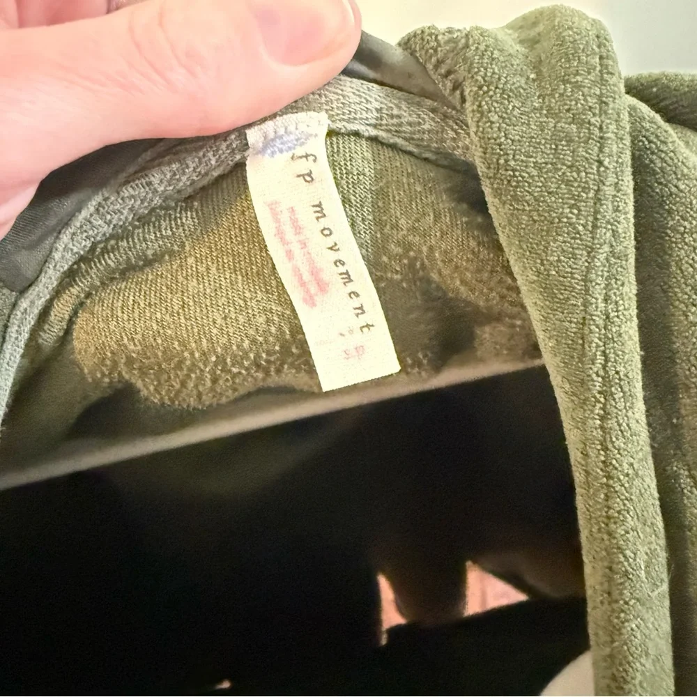 Free People Movement Let It Go Sweat Jacket Army Green Quarter Zip Hoodie Small